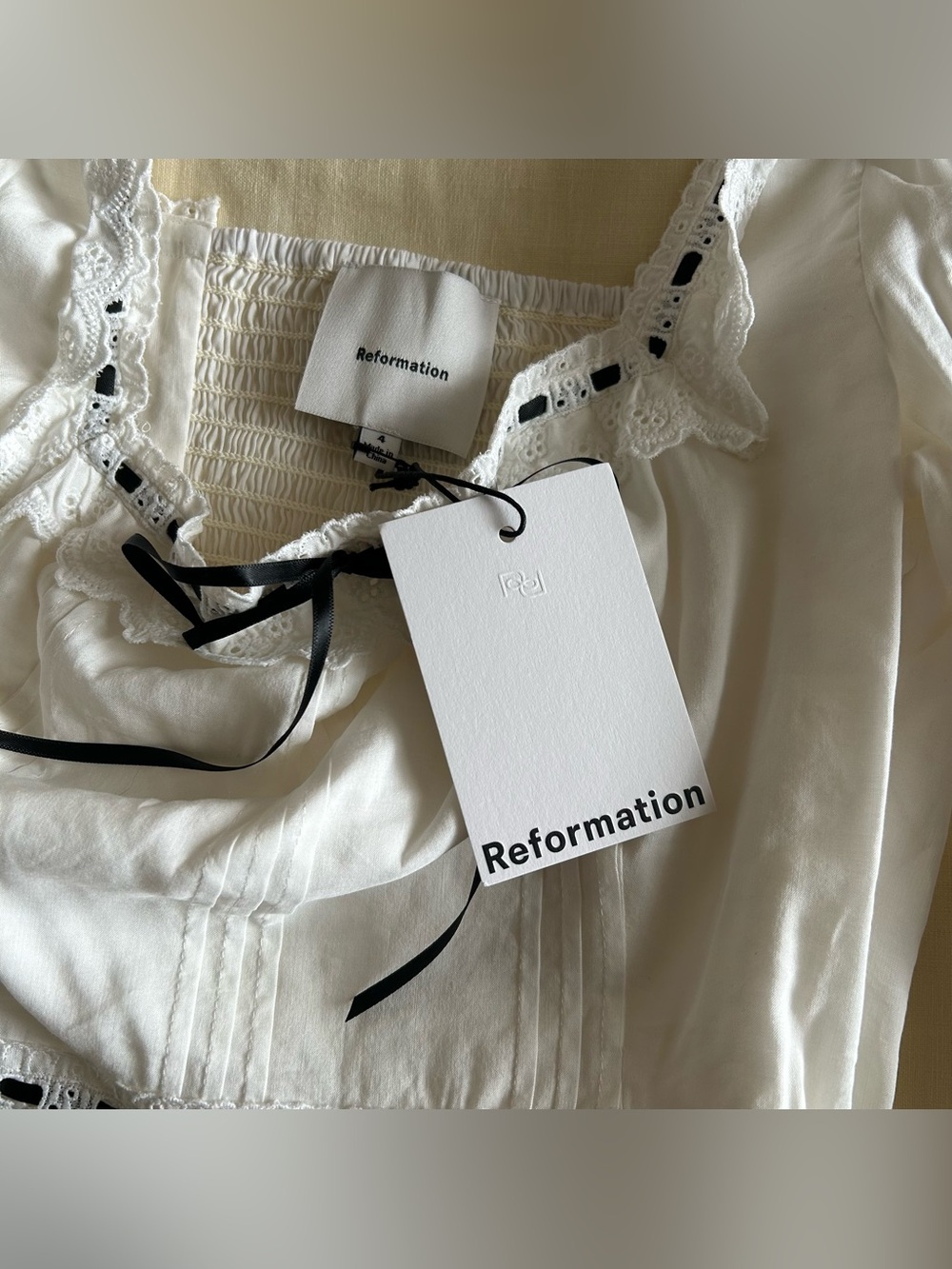 Reformation Haisley Blouse in White - Picture 2 of 11